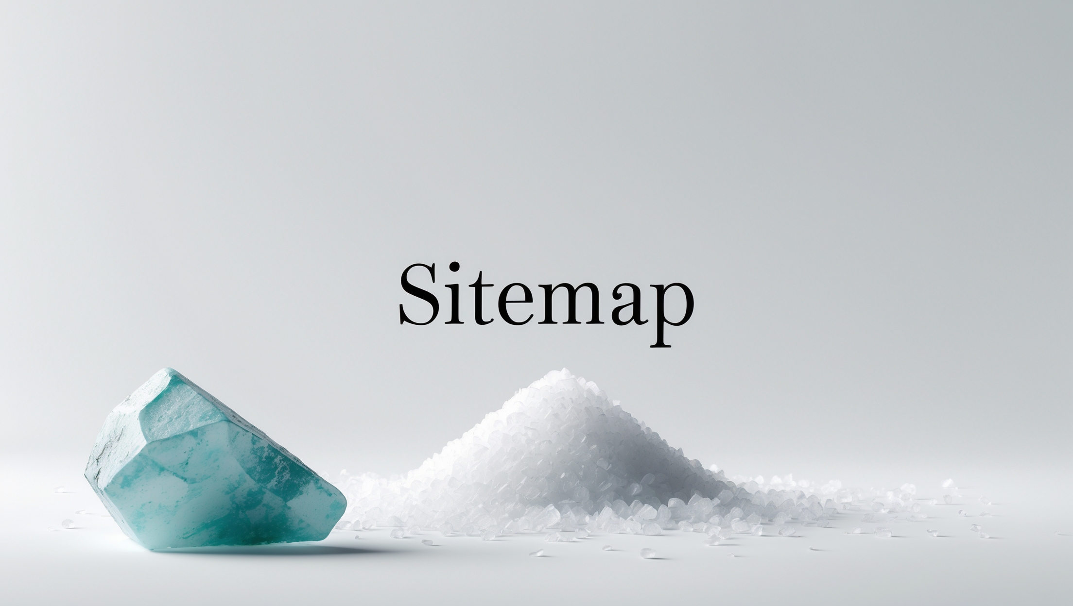 白い背景に塩の結晶がワンポイントで描かれ、中央に明朝体で「Sitemap」と書かれた、salt-salty.comのサイトマップページ用アイキャッチ画像。