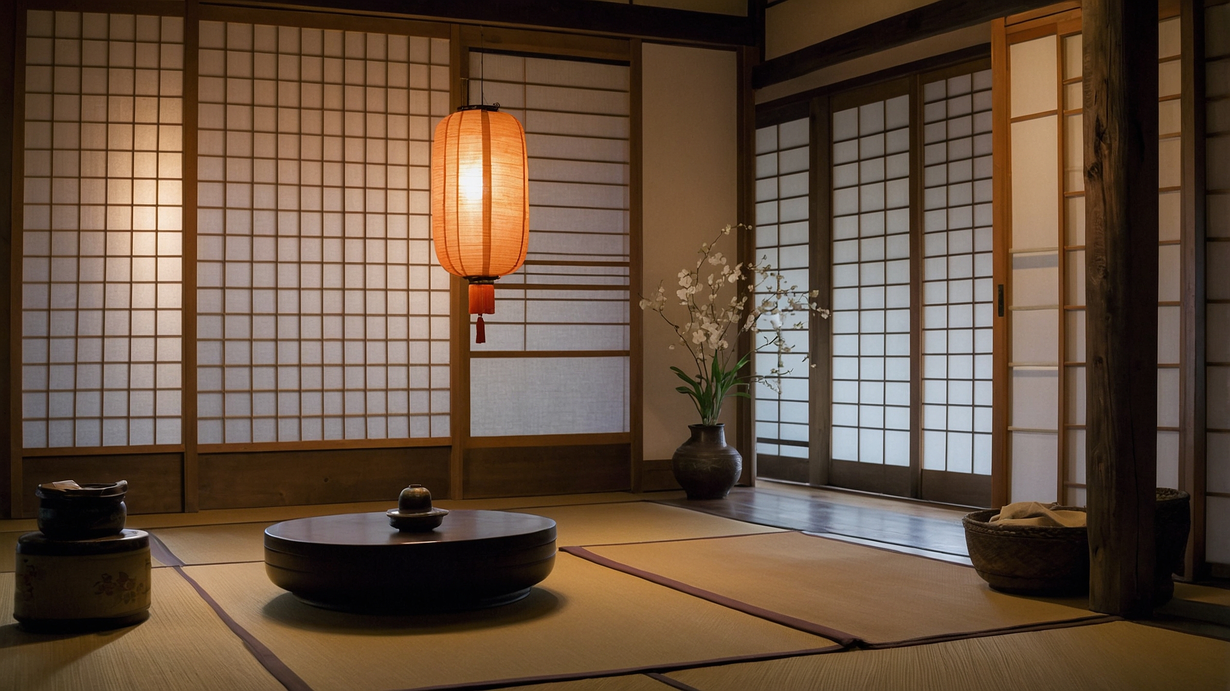 Traditional Japanese summer bedroom with salt pillow (shiomakura) for heat relief
