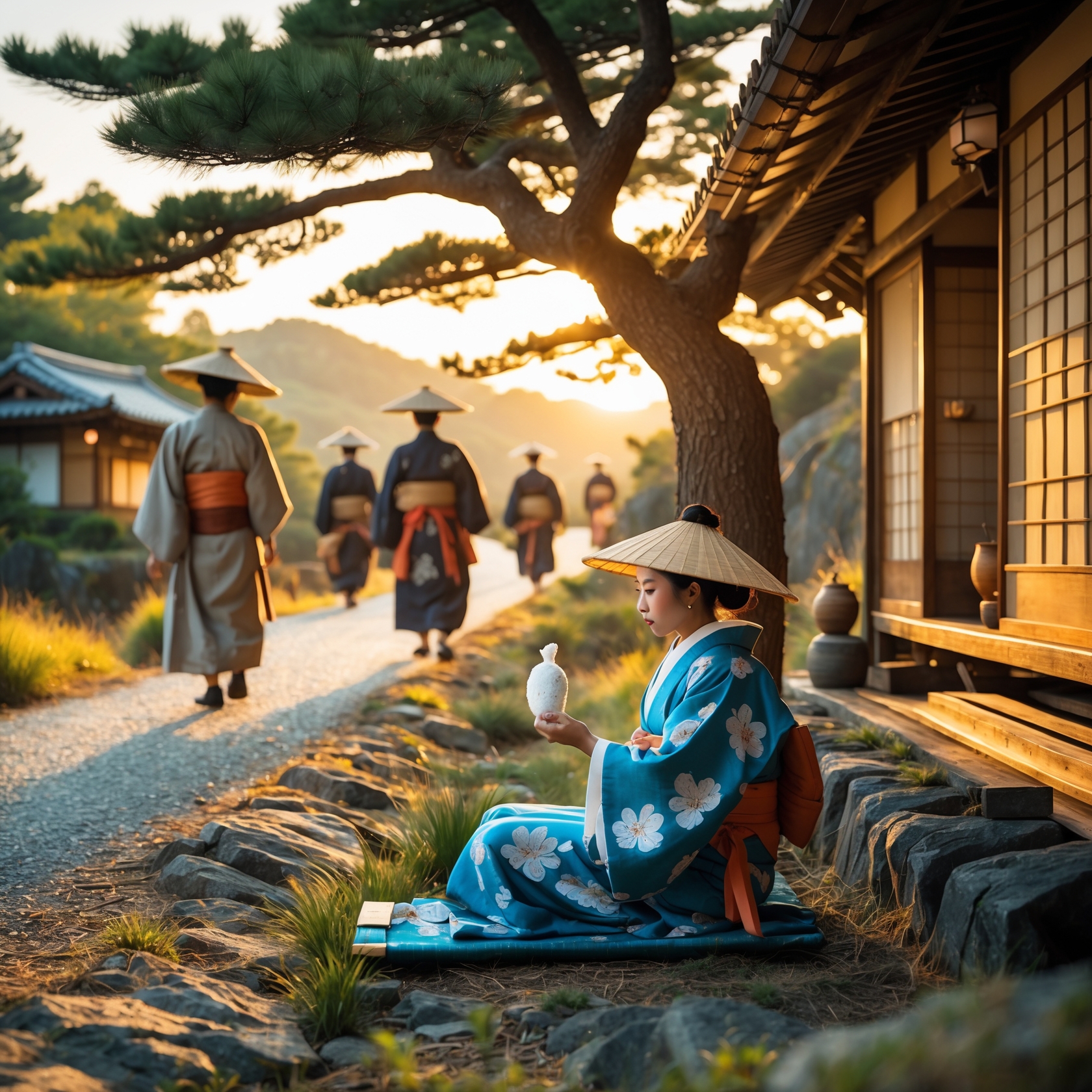 Edo period traveler with salt candy energy supplement scene