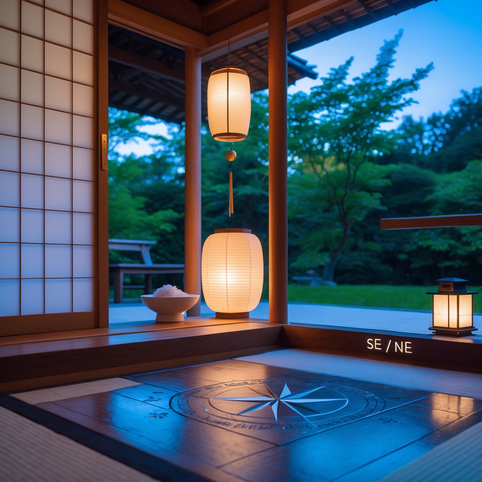 Japanese genkan feng shui with salt placement for summer purification and luck