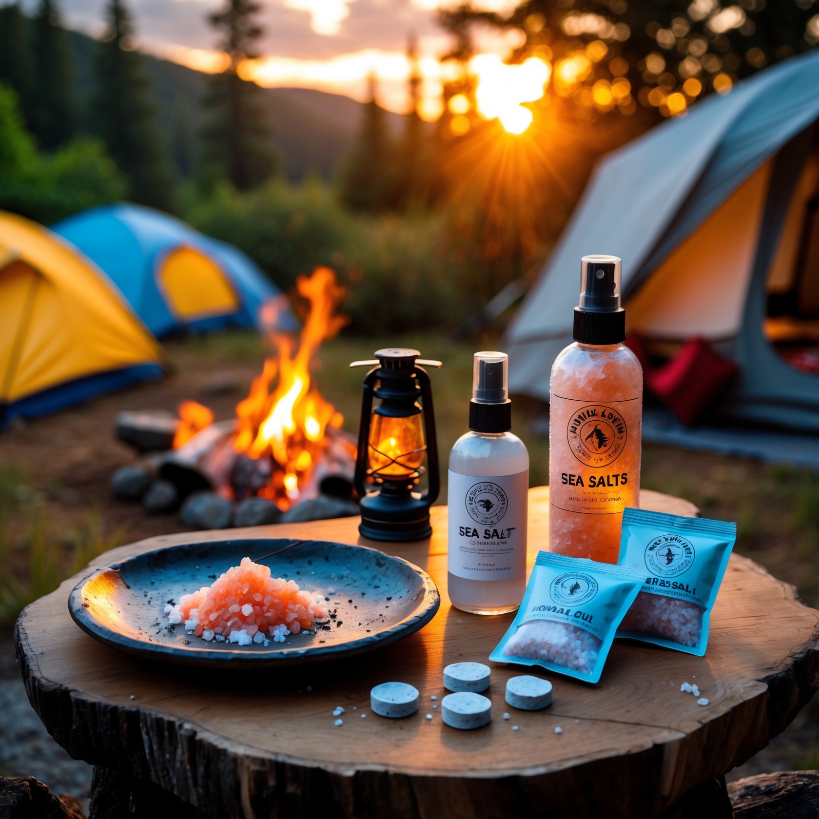 Summer camping salt items for cooking, purification, and insect repellent